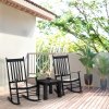 Outsunny Outdoor Porch Rocking Chair Armchair Wooden Patio Rocker Balcony Deck Garden Seat Black