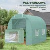 Outsunny Reinforced Walk In Polytunnel Greenhouse with Roll Up Door, Galvanised Steel Frame and Zipped Door Windows (2 x 2.5m), Green