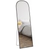 HOMCOM Full Length Mirror, 162x50cm Arched Free Standing Floor Mirror with Aluminium Alloy Frame, Hanging or Leaning for Living Room, Bedroom, Black Frame