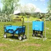 Outsunny 90L Festival Trolley on Wheels, Folding Camping Trolley Cart with Adjustable Handle, Portable for Outdoor, Garden, Shopping, Fishing, Blue