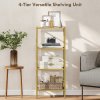 HOMCOM 4-Tier Shelving Unit, Modern Glass Shelf, Bookshelf, Storage Rack for Living Room, Home Office, Bedroom, Bathroom, 40 x 30 x 97 cm, Gold Tone
