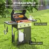 Outsunny 3 Burner Gas BBQ Trolley with See-through Lid, 7.5 kW Propane Gas Barbecue Grill with Thermometer, Wheels, Warming Rack, Shelves, Black