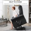 HOMCOM Power Lift Chair Armchair for the Elderly, PU Leather Recliner Chair with Extended Footrest, Remote Control and Side Pocket, Black