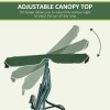 Outsunny 3 Seater Canopy Swing Chair Outdoor Garden Bench with Adjustable Canopy and Metal Frame - Green Stripes
