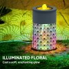 Outsunny 30 cm Tall Garden Waterfall Fountain with LED Lights and Pump, Garden Water Feature Water Fountain with Adjustable Flow and Cut-out Design for Indoor and Outdoor Decor, Light Grey