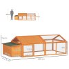PawHut Chicken Run, Wooden Chicken Coop with Nesting Box, Openable Roof for 4-8 Chickens, Rabbits, Ducks, for Garden - Orange
