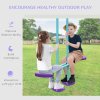 Outsunny Metal Garden Swing Set Height Adjustable Children Outdoor Backyard Play Set for Toddlers Over 3 Years Old, Purple