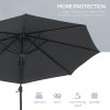 Outsunny 3(m) Cantilever Roma Parasol Patio Sun Umbrella with Crank & Tilt LED Solar Light Cross Base 360 Rotating Outdoor, Dark Grey
