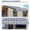 Outsunny 3m x 2.5m Garden Patio Manual Awning Canopy Sun Shade Shelter with Winding Handle Retractable Blue and White