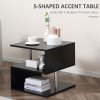 HOMCOM Wooden S Shape Cube Coffee Table 2 Tier Storage Shelves Organizer Office Bookcase Living Room End Desk Stand Display 