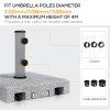 Outsunny 28kg Granite Parasol Base, Heavy Duty Square Umbrella Stand with Wheels and Retractable Handle, Parasol holder for 32mm, 38mm, 48mm Poles, Grey