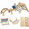 AIYAPLAY Toddler Climbing Frame, 5 In 1 Wooden Indoor Climbing Frame with Ramp, Arch, Foldable Pikler Triangle Set for Kids 18-48 Months, Multicoloured