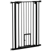 PawHut Extra Tall Dog Gate with Cat Flap, Pet Safety Gate for Doorways Stairs with Auto Close Double Locking, 104 cm Tall 74-80 cm Wide, Black