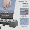Outsunny 10 Pieces Outdoor PE Rattan Sofa Set with 10cm Thick Cushions, Garden Sectional Corner Sofa Set with Glass Top Dining Table and Three Footstools, Grey