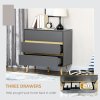 HOMCOM Chest of Drawers, 3-Drawer Storage Cabinet Organiser with Wood Legs for Bedroom, Living Room, Dark Grey