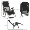 Outsunny Garden Recliner Chairs Set of 2, Outdoor Foldable Zero Gravity Chairs Set w/ Footstool and Detachable Headrest, Black