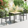 Outsunny Set of 2 Garden Chairs, Stackable Outdoor Chairs with Metal Slatted Seat & Backrest, for Yard, Garden, Black