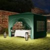 Outsunny 3 x 3(m) Pop Up Gazebo with Sides and Carry Bag, UPF50+, Height Adjustable Party Tent Instant Event Shelter for Garden, Outdoor, Patio, Dark Green