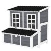 PawHut Wooden Chicken Coop with Nesting Box, Hen House Poultry Cage with Slide-Out Tray, Waterproof Roof, Perches, for 4-6 Chickens, 100 x 86 x 100cm