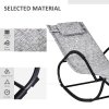 Outsunny Rocking Sun Lounger, Garden Rocking Chair Zero Gravity Lounge Chair, Outdoor Patio Recliner with Padded Pillow and Steel Frame, Grey