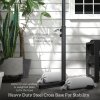 Outsunny 3(m) Banana Cantilever Parasol with Solar LED Lights, Garden Umbrella with Cross Base and Crank Handle, Hanging Offset Sun Shade for Outdoor, Patio, Beige