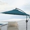 Outsunny 3(m) Cantilever Parasol with Cross Base, Banana Parasol with Crank Handle, Tilt and 8 Ribs, Round Hanging Patio Umbrella for Outdoor Pool, Garden, Balcony, Blue