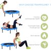 HOMCOM 101 Mini Fitness Trampoline Home Gym Yoga Exercise Rebounder Indoor Outdoor Jumper with Safety Pad, Support Up to 100 KG, Blue and Black
