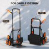 DURHAND Steel Folding Hand Truck, Heavy Duty Foldable Trolley on Wheels, Multi-Purpose Sack Truck Moving Trolley, 120kg, Orange
