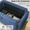 HOMCOM Modern 2 Seater Sofa with Hidden Storage, 117cm Tufted Cotton Couch with Wood Legs, Compact Loveseat for Living Room, Kitchen
