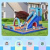 Outsunny Kids Bouncy Castle Inflatable Water Park 6 in 1 for Children Shark-Themed with Slide, Pool, Climbing Wall, Water Cannon for 3-8 Years