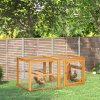 PawHut Wooden Chicken Run Hen Coop House Combinable Design w/ Perches, Doors, for 2-4 Chickens, 140 x 61 x 63.5cm - Natural Wood Tone