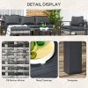 Outsunny 6 Pieces PE Rattan Garden Furniture Set with Sofa, Armchairs, Stool, Patio Sofa Set with Metal Coffee Table, Cushions, for Poolside, Charcoal Grey