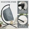 Outsunny Outdoor Double Hanging Chair, Swing Chair with Metal Stand, Thick Padded Cushion, Foldable Basket and Cup Holders, for Indoor and Outdoor, Charcoal Grey