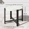 Outsunny Round Small Garden Table, 60cm Outdoor Side Table with Faux Marble Tempered Glass Top, Aluminium Frame for Garden, Patio, Balcony, Light Grey