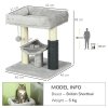PawHut Small Cat Tree for Indoor Cats, Cat Scratching Post with Bed, Self Groomer, Toy - Grey