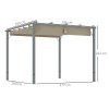 Outsunny 3 x 3(m) Garden Pergola with Retractable Roof Canopy and Wood Grain Aluminium Frame, Outdoor Gazebo Pergola Kit, UPF30+ Sun Shade Shelter for Deck, Porch, Grey