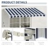 Outsunny 3m x 2.5m Garden Patio Manual Awning Canopy Sun Shade Shelter with Winding Handle Retractable Blue and White