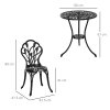 Outsunny 3 Piece Patio Bistro Set, Outdoor Aluminium Garden Table and Chairs with Umbrella Hole for Balcony, Black