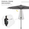 Outsunny 2.65m Garden Parasol with Lights, Solar Charged Warm Yellow LED Patio Umbrella with Crank Handle, for Balcony, Outdoor and Lawn, Charcoal Grey