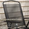 Outsunny Garden Bistro Set, 3 Pieces Table and Chairs Set, Outdoor Garden Furniture with Foldable Breathable Mesh Fabric Armchairs & Glass Top Coffee Table, Black