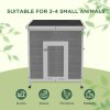 PawHut Wooden Duck House, Raised Poultry Coop with Ramp, Double Doors, Openable Asphalt Roof, Ventilation Holes, Removable Base, for 2-4 Ducks, Chickens, Geese, Light Grey