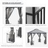 Outsunny 3 x 3m Garden Gazebo Patio Party Tent Shelter Outdoor Canopy Double Tier Sun Shade with Metal Frame and Netting, Light Grey