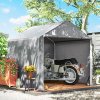 Outsunny 2 x 2 x 2 m Garden Shed Tent, Outdoor Storage Shed for Bike Motorbike Tool with Galvanised Steel Frame, Waterproof & UV-Resistant, Grey