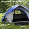 Outsunny Camping Tent, 2 Man Dome Tent, 3000mm Waterproof, with Sewn-in Groundsheet, Carry Bag and Top Hook, for Fishing Hiking Festival, Grey and Dark Blue