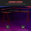 HOMCOM L Shaped Gaming Desk, Corner Computer Desk with Monitor Stand for Home Office, 140 x 130 x 93cm, Black and Red
