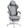 HOMCOM Ergonomic High Back Gaming Chair for Adults, Printed Velvet Computer Recliner Chair with Footrest, Lumbar Support, Adjustable Height and 360 Swivel Seat for Office or Gaming, Grey