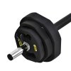 HOMCOM 20kg Adjustable Barbell Set Plate Bar Clamp Rod Home Gym Sports Area Exercise Ergonomic Black