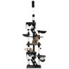 PawHut Floor to Ceiling Cat Tree, 240-260cm Adjustable Height Kitten Tower with Scratching Posts, Cat Houses, Ramps, Hammocks, Toy Balls, Tunnel for Indoor Use - White