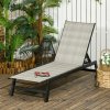 Outsunny Outdoor PE Rattan Sun Lounger, Patio Wicker Chaise Lounge Chair with 5-Position Backrest, Wheels for Sun Room, Garden, Poolside, Grey