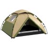 Outsunny Camping Tent, 3-4 Man Family Dome Tent, 2000mm Waterproof, with Carry Bag and Top Hook, for Fishing Hiking Festival, Quick Setup, Dark Green